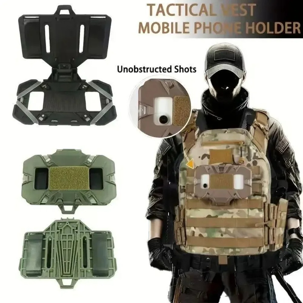 Hunting Outdoor Game - Tactische MOLLE Vest Telefoonhouder Opvouwbare Borstbevestiging